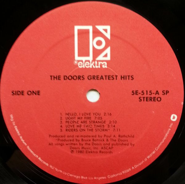 The Doors - Greatest Hits - VG+ LP Record 1980 Elektra USA Vinyl - Psychedelic Rock / Classic Rock / Blues Rock - Shuga Records