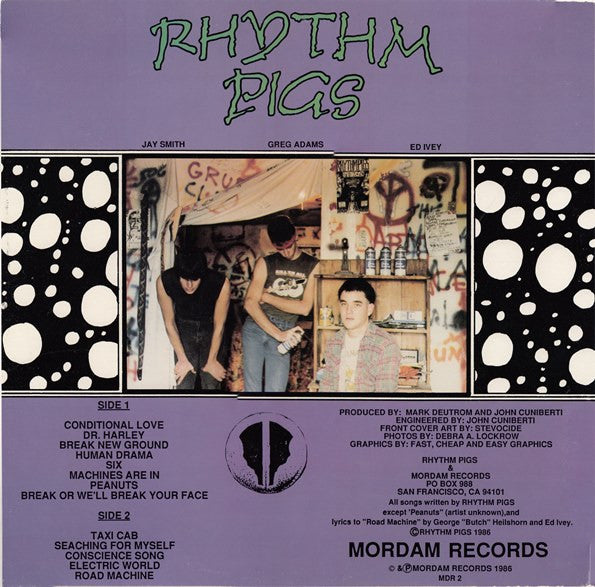 Rhythm Pigs - Rhythm Pigs - VG+ LP Record 1986 Mordam USA Vinyl - Indie Rock / Punk / Hardcore
