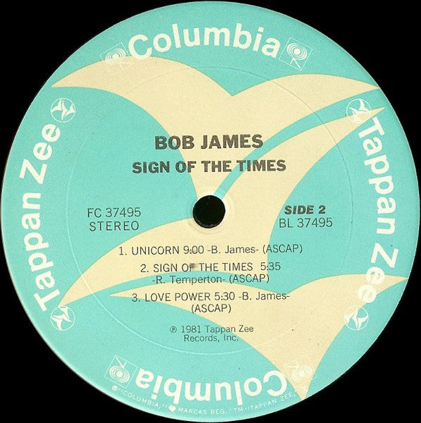 Bob James - Sign Of The Times - VG+ LP Record 1981 Tappan Zee USA Vinyl - Jazz-Funk / Fusion - Shuga Records
