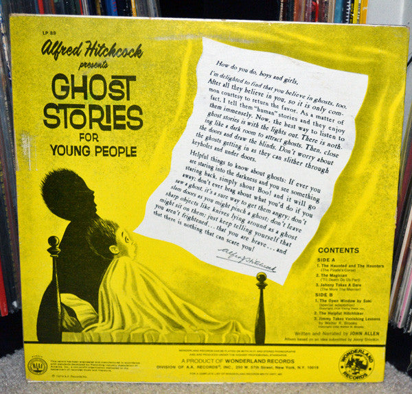 Alfred Hitchcock Ghost Stories For Young People - VG+ LP Record 1974 Wonderland USA Vinyl - Children's / Story / Spoken Word - Shuga Records