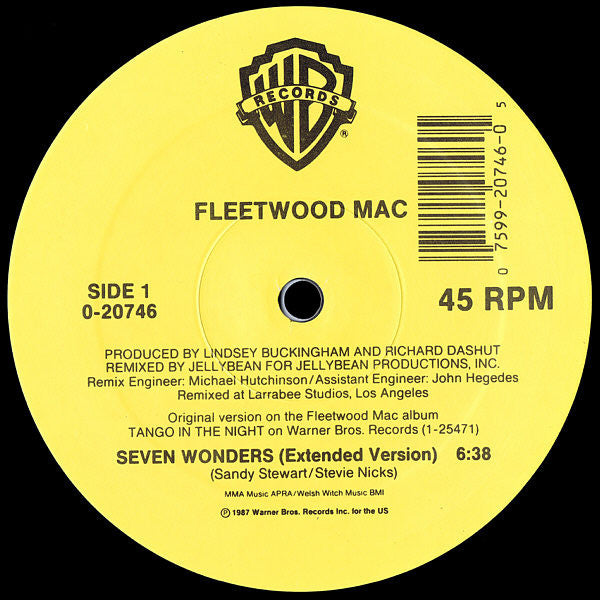 Fleetwood Mac - Seven Wonders - Mint- 12" Single Record 1987 Warner USA Vinyl - Pop Rock / Soft Rock - Shuga Records