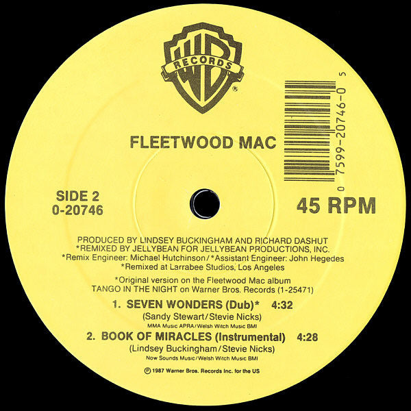 Fleetwood Mac - Seven Wonders - Mint- 12" Single Record 1987 Warner USA Vinyl - Pop Rock / Soft Rock - Shuga Records