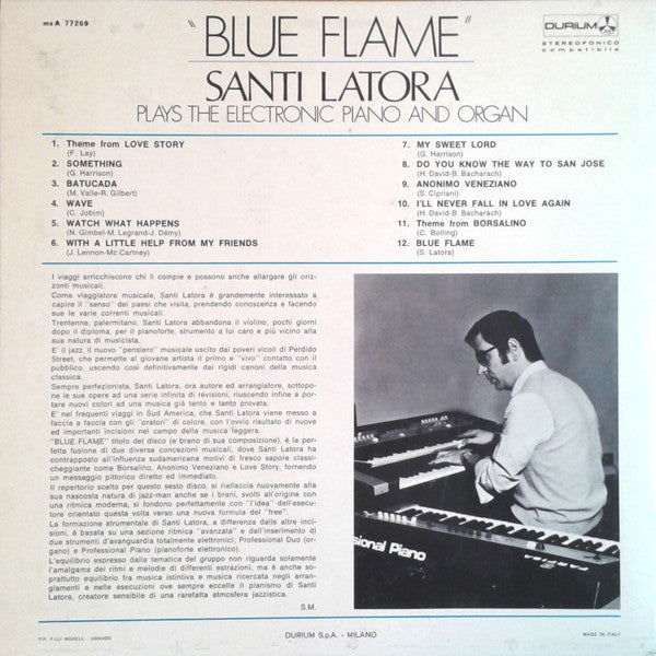 Santi Latora – Blue Flame - LP Record 1971 Darium Italy Vinyl - Jazz / Bossa Nova / Easy / Theme - Shuga Records