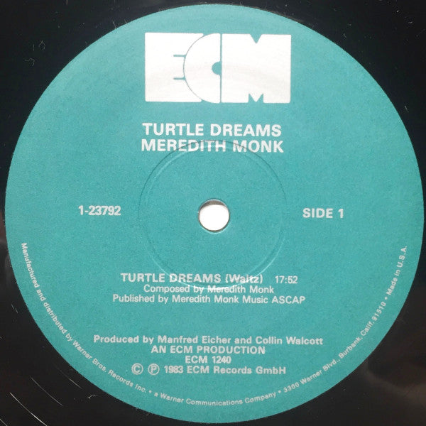 Meredith Monk - Turtle Dreams - VG+ LP Record 1983 ECM USA Original Vinyl - Electronic / Jazz / Experimental / Contemporary - Shuga Records