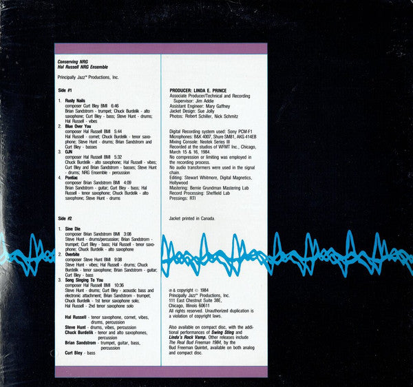 Hal Russell NRG Ensemble - Conserving NRG - Mint- LP Record 1984 Principally Productions USA Vinyl - Chicago Free Jazz / Avant-garde / Post Bop - Shuga Records