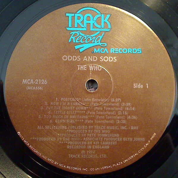 The Who ‎– Odds & Sods - Mint- LP Record 1974 Track MCA USA Original Vinyl, Die-Cut Cover, Poster & Insrert - Classic Rock / Hard Rock - Shuga Records