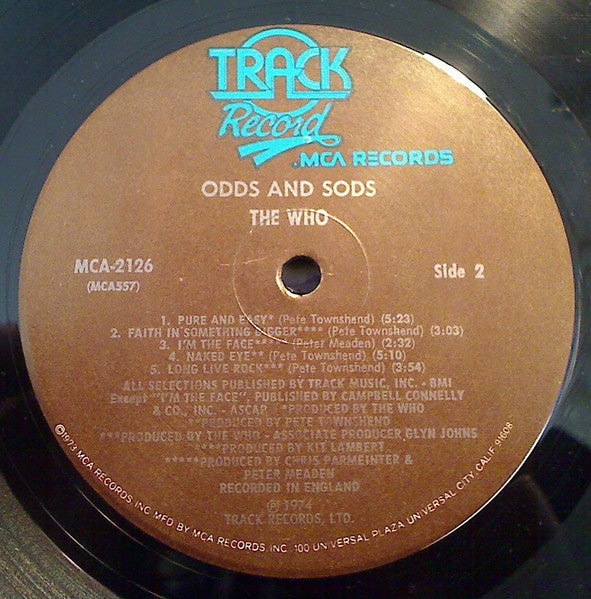 The Who ‎– Odds & Sods - Mint- LP Record 1974 Track MCA USA Original Vinyl, Die-Cut Cover, Poster & Insrert - Classic Rock / Hard Rock - Shuga Records