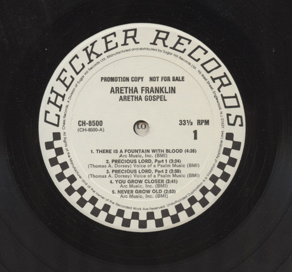 Aretha Franklin - Aretha Gospel (1965) - VG+ LP Record 1982 Checker USA Promo White Label Vinyl - Soul / Gospel - Shuga Records