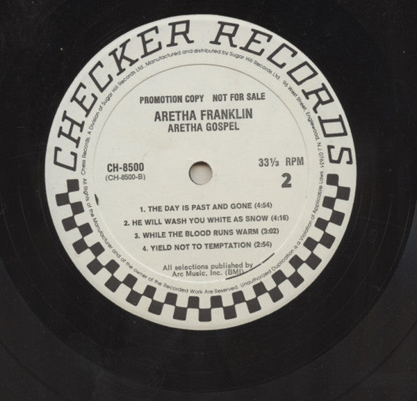 Aretha Franklin - Aretha Gospel (1965) - VG+ LP Record 1982 Checker USA Promo White Label Vinyl - Soul / Gospel - Shuga Records