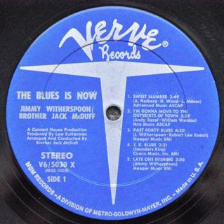 Jimmy Witherspoon With Brother Jack McDuff - The Blues Is Now - VG+ (VG- cover) LP Record 1967 Verve USA Stereo Original Vinyl - Jazz - Shuga Records