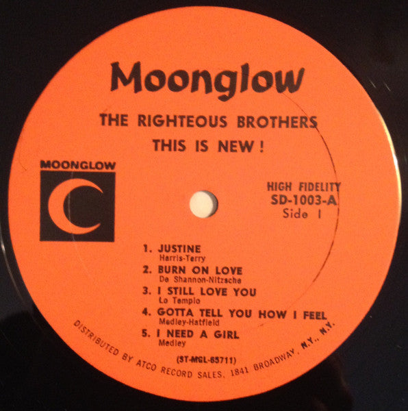 The Righteous Brothers - This Is New! - VG+ LP Record 1965 Moonglow Stereo USA Vinyl - Pop Rock - Shuga Records