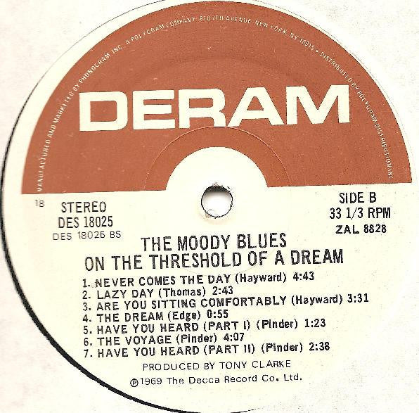The Moody Blues - On The Threshold Of A Dream (1969) - VG+ LP Record 1970's Deram USA Vinyl - Psychedelic Rock / Classic Rock - Shuga Records