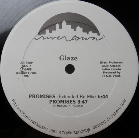 Glaze – Promises - VG+ 12" Single Record 1988 Rivertown USA Vinyl - Soul / Detroit