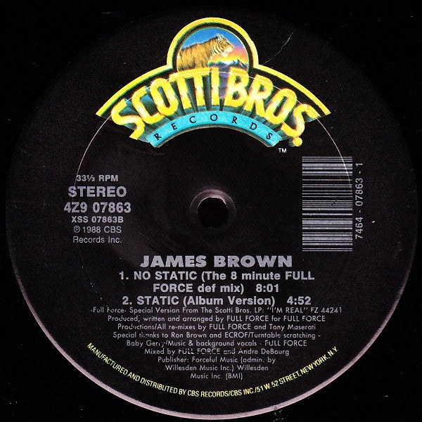 James Brown - Static - Mint- 12" Single Record 1988 Scotti Bros USA Vinyl - Funk / Soul - Shuga Records