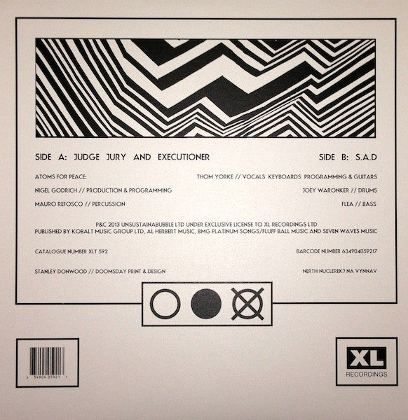 Atoms For Peace - Judge Jury And Executioner - Mint- 12" EP Record 2013 XL Recordings UK Vinyl - Indie Rock / IDM / Glitch - Shuga Records