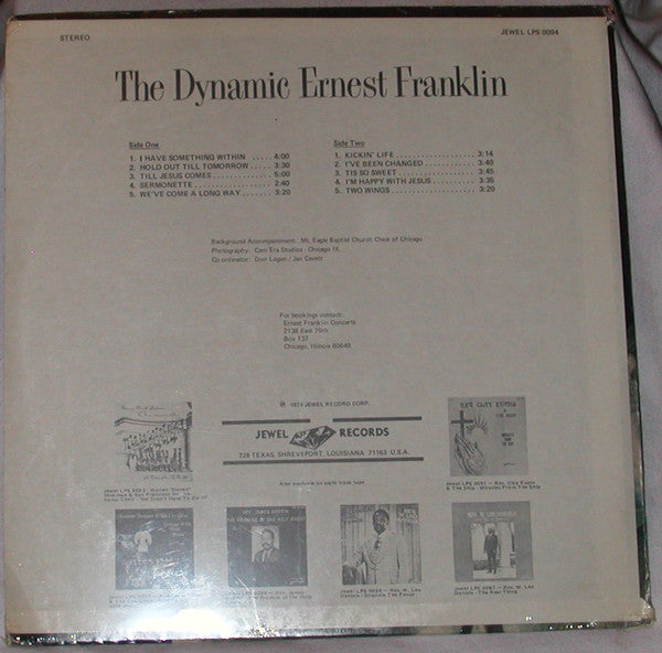 Ernest Franklin - The Dynamic Ernest Franklin - VG+ LP Record 1974 Jewel USA Vinyl - Gospel / Soul - Shuga Records