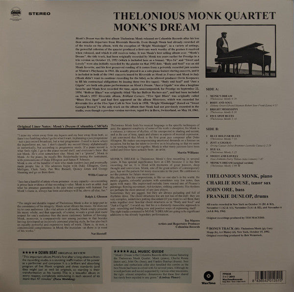 The Thelonious Monk Quartet - Monk's Dream (1963) - LP Record 2013 WaxTime 180 gram Vinyl - Jazz / Hard Bop