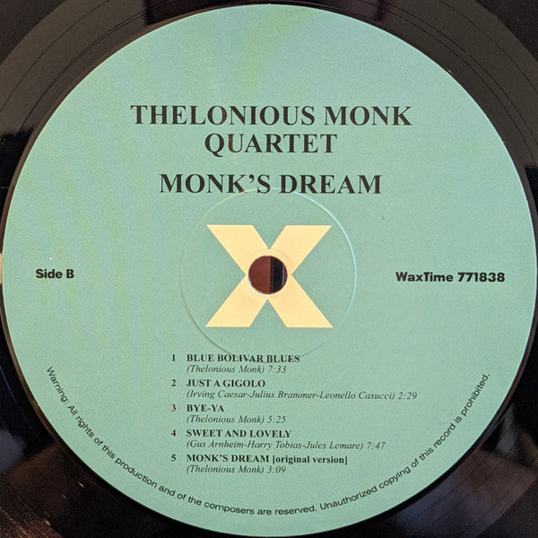 The Thelonious Monk Quartet - Monk's Dream (1963) - LP Record 2013 WaxTime 180 gram Vinyl - Jazz / Hard Bop
