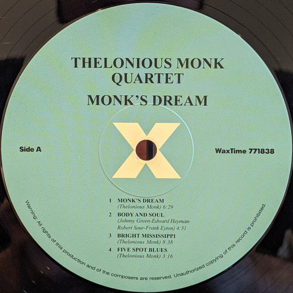 The Thelonious Monk Quartet - Monk's Dream (1963) - LP Record 2013 WaxTime 180 gram Vinyl - Jazz / Hard Bop