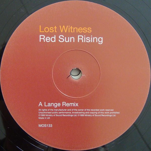 Lost Witness - Red Sun Rising - New 12" Single Record 1999 Sound Of Ministry UK Vinyl - Trance