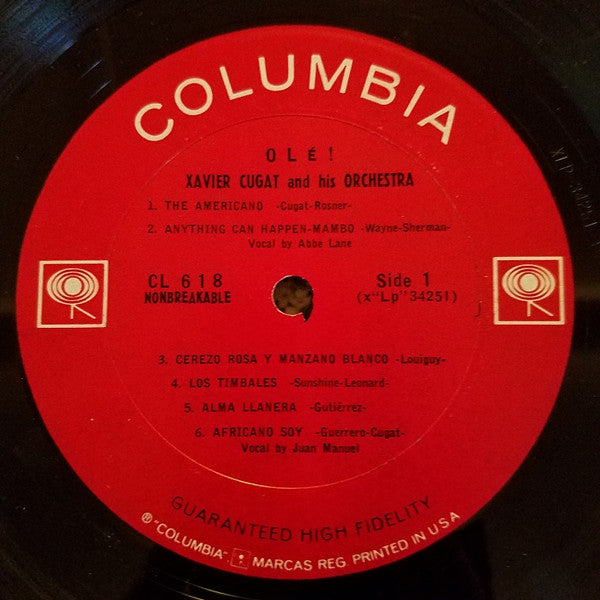 Xavier Cugat And His Orchestra – Olé! (1955) - VG+ LP Record 1963 Columbia USA Vinyl - Jazz / Latin Jazz / Afro-Cuban