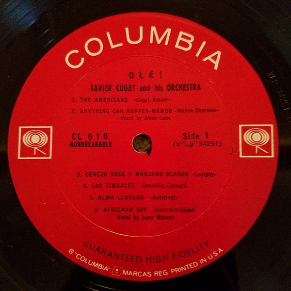 Xavier Cugat And His Orchestra – Olé! (1955) - VG+ LP Record 1963 Columbia USA Vinyl - Jazz / Latin Jazz / Afro-Cuban - Shuga Records