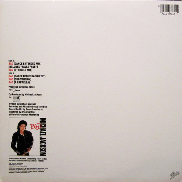 Michael Jackson - Bad - Mint- 12" Single Record 1987 Epic USA Original Press Vinyl - Synth-pop / Dance-pop - Shuga Records