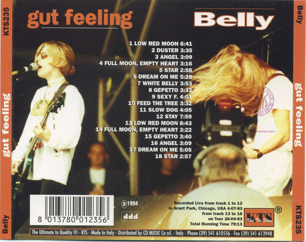 Belly - Gut Feeling - VG CD 1994 Kiss The Stone Italy RARE Unofficial - Rock / Rock - Shuga Records