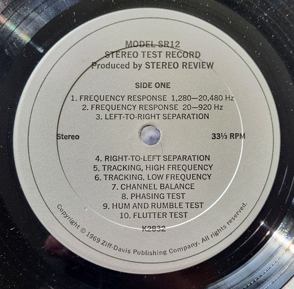 Unknown Artist - Stereo Review's Stereo Test Record (Model SR 12) - Mint- LP Record 1969 HiFi Stereo Review USA Vinyl & 2x Booklets - Non-Music / Classical / Technical - Shuga Records