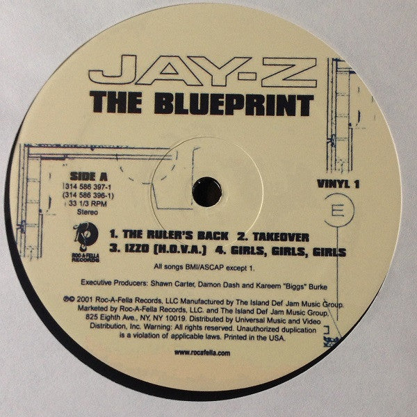 Jay-Z - The Blueprint - VG+ 2 LP Record 2001 Roc-A-Fella USA Original RARE Vinyl - Hip Hop - Shuga Records