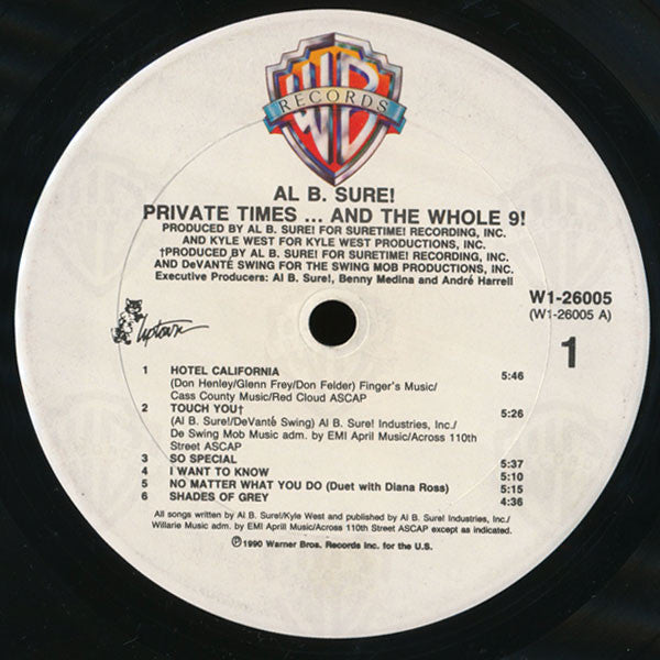 Al B. Sure! - Private Times...And The Whole 9! - VG+ LP Record 1990 Warner USA vinyl - Soul / New Jack Swing / R&B - Shuga Records