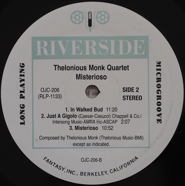 The Thelonious Monk Quartet - Misterioso (1958) - New LP Record 2012 Riverside Original Jazz Classics Vinyl - Jazz / Hard Bop - Shuga Records