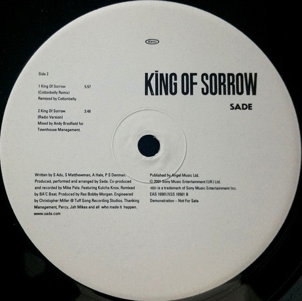 Sade - King Of Sorrow - Mint- 12" Single Record 2001 Epic USA Vinyl - Soul / Downtempo
