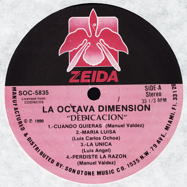 La Octava Dimension - Dedicación - New LP Record 1990 Zeida Codiscos USA Vinyl - Latin / Salsa - Shuga Records