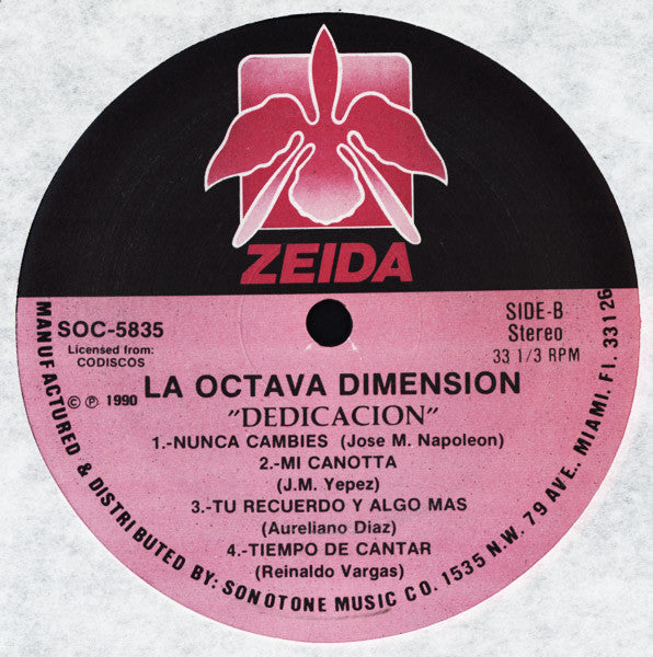 La Octava Dimension - Dedicación - New LP Record 1990 Zeida Codiscos USA Vinyl - Latin / Salsa - Shuga Records