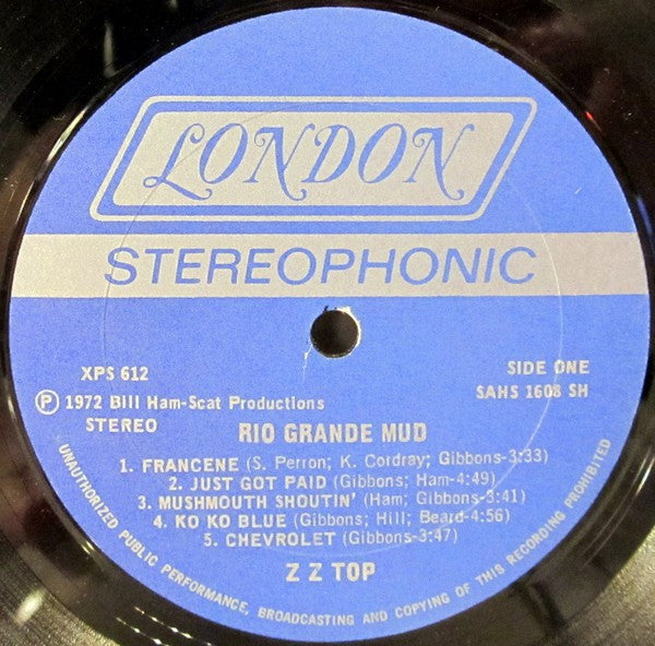 ZZ Top - Rio Grande Mud - VG+ LP Record 1972 London USA Original Vinyl - Classic Rock / Blues Rock - Shuga Records