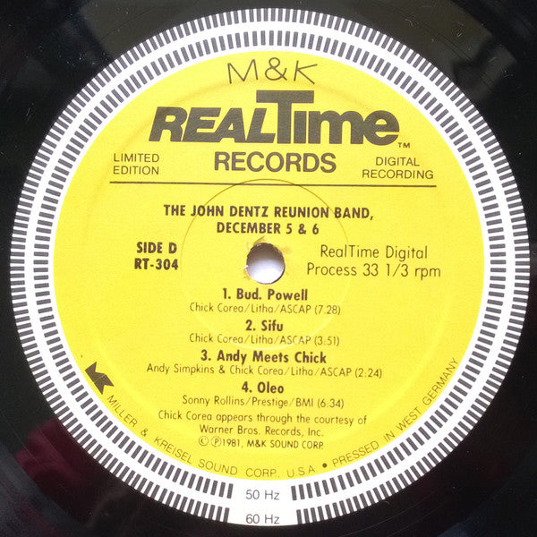 The John Dentz Reunion Band - December 5 & 6 - New 2 LP Record 1981 M&K Realtime Audiophile Germany Vinyl - Jazz / Post Bop - Shuga Records