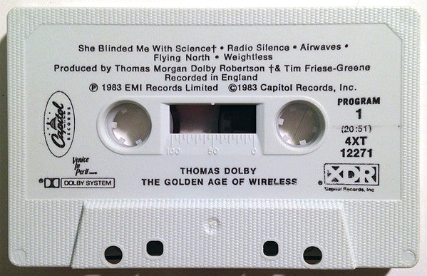 Thomas Dolby ‎- The Golden Age Of Wireless - VG+ Cassette 1983 Capitol USA Original tape - New Wave / Synth-pop - Shuga Records