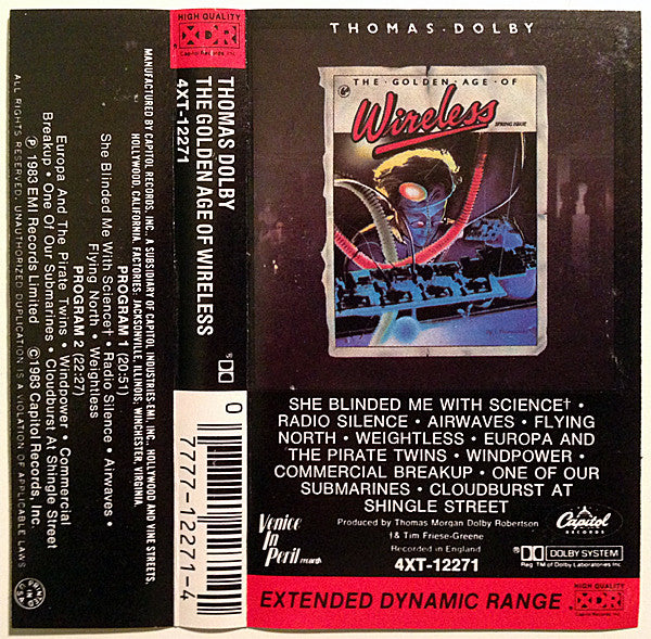 Thomas Dolby ‎- The Golden Age Of Wireless - VG+ Cassette 1983 Capitol USA Original tape - New Wave / Synth-pop - Shuga Records