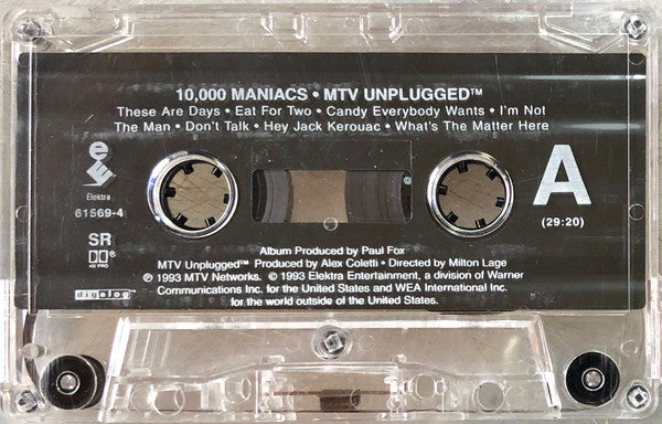 10,000 Maniacs - MTV Unplugged - VG+ Cassette 1993 Elektra USA Tape - Acoustic / Alternative Rock - Shuga Records
