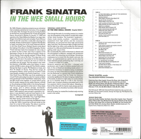 Frank Sinatra - In The Wee Small Hours (1955) - New LP Record 2012 WaxTime 180 gram Vinyl - Jazz / Big Band / Swing - Shuga Records