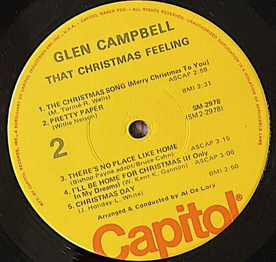 Glen Campbell - That Christmas Feeling (1968) - VG+ LP Record 1971 Capitol USA Vinyl - Holiday / Country