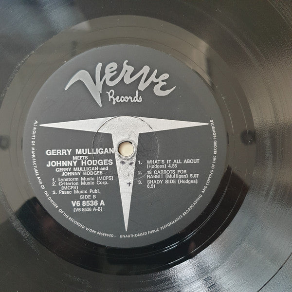 Gerry Mulligan & Johnny Hodges - Gerry Mulligan Meets Johnny Hodges - VG+ LP Record 1963 Verve USA Stereo Vinyl - Jazz / Bop - Shuga Records