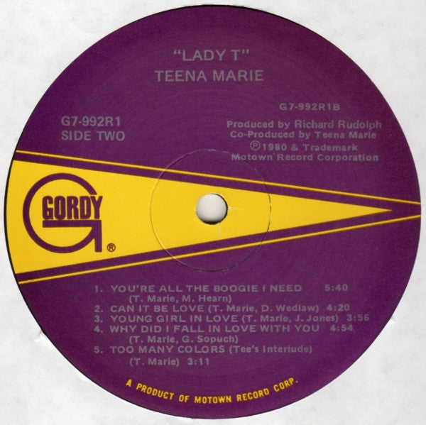 Teena Marie - Lady T - VG+ LP Record 1980 Gordy USA Original Vinyl - Soul / Disco - Shuga Records