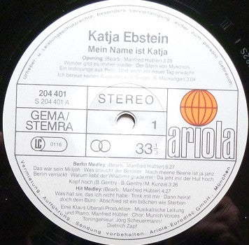 Katja Ebstein - Mein Name Ist Katja - VG+ LP Record (VG- cover) 1982 Ariola Germany Original Vinyl - Pop / Chanson - Shuga Records