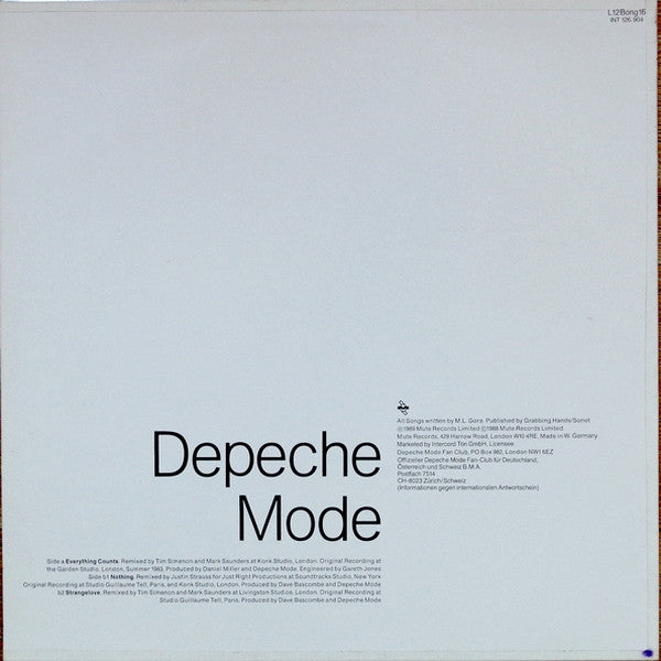 Depeche Mode - Remixes Of Everything Counts, Nothing And Strangelove - VG+ EP Record 1989 Mute Germany Vinyl - Synth-pop - Shuga Records