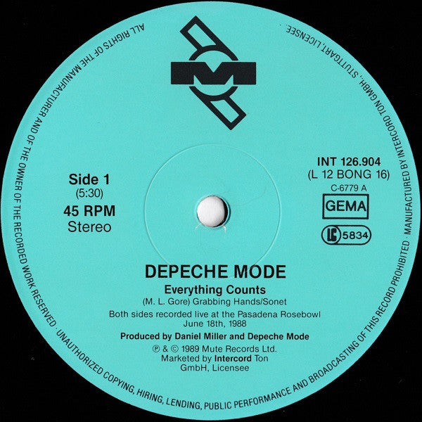 Depeche Mode - Remixes Of Everything Counts, Nothing And Strangelove - VG+ EP Record 1989 Mute Germany Vinyl - Synth-pop - Shuga Records