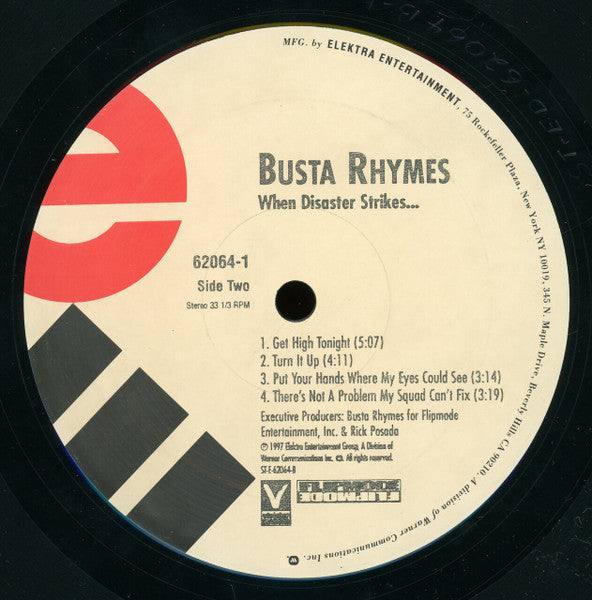 Busta Rhymes - When Disaster Strikes... - VG+ 2 LP Record 1997 Elektra USA Original Vinyl & Insert - Hip Hop - Shuga Records