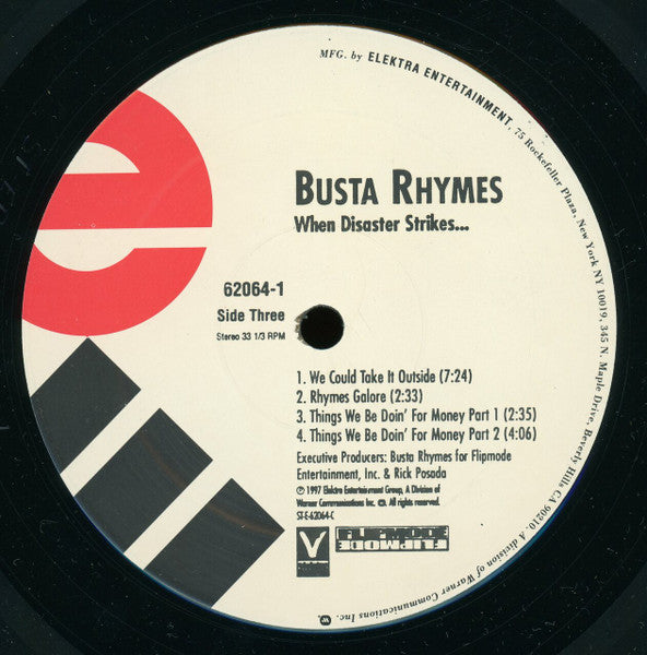 Busta Rhymes - When Disaster Strikes... - VG+ 2 LP Record 1997 Elektra USA Original Vinyl & Insert - Hip Hop - Shuga Records