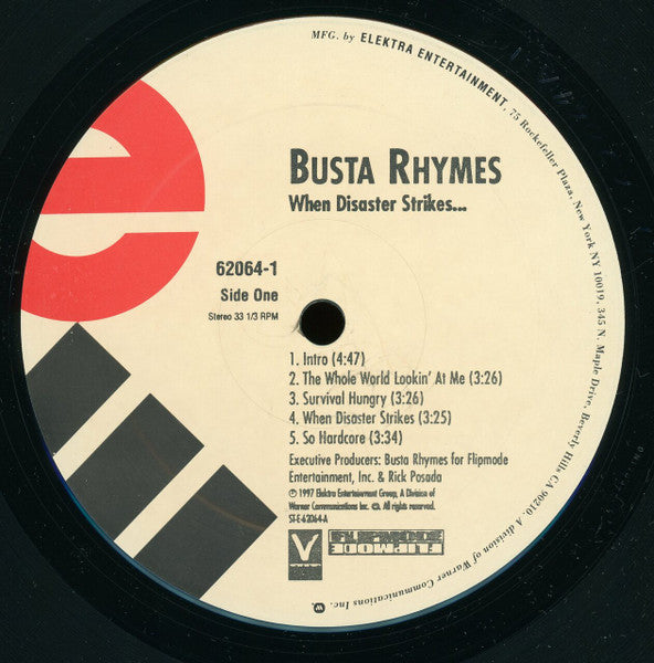Busta Rhymes - When Disaster Strikes... - VG+ 2 LP Record 1997 Elektra USA Original Vinyl & Insert - Hip Hop - Shuga Records